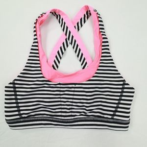 lululemon Women's Stuff Your Bra Classic Stripe White Black / Flash Light size 8